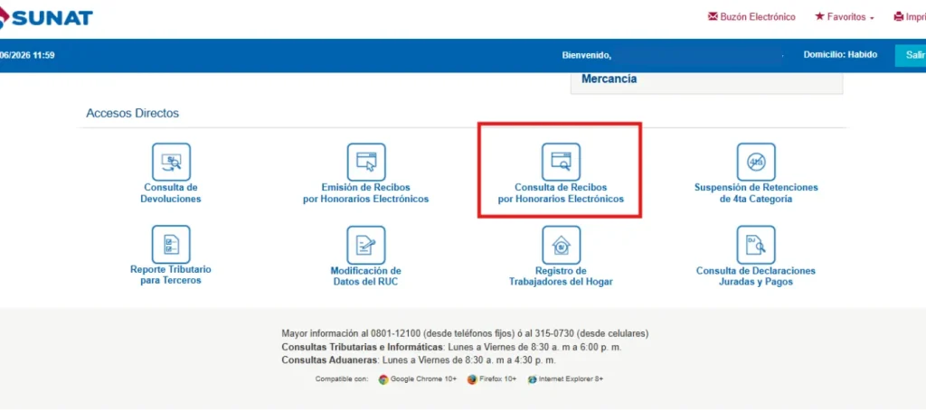 Cómo consultar y descargar tus recibos emitidos en la SUNAT